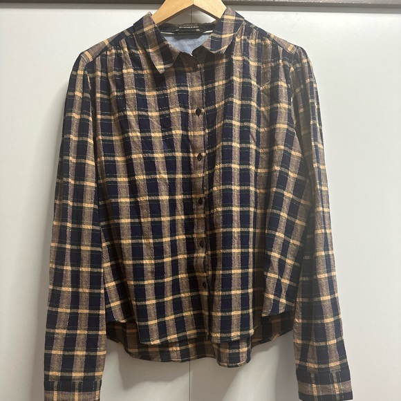 Scotch & Soda Navy and Mustard Plaid Button Down Shirt - Picture 2 of 9